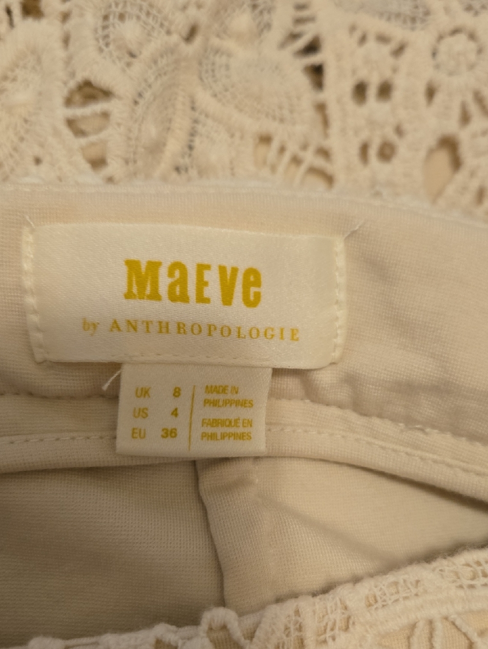 Maeve by Anthropologie Cream Lace A-Line Skirt